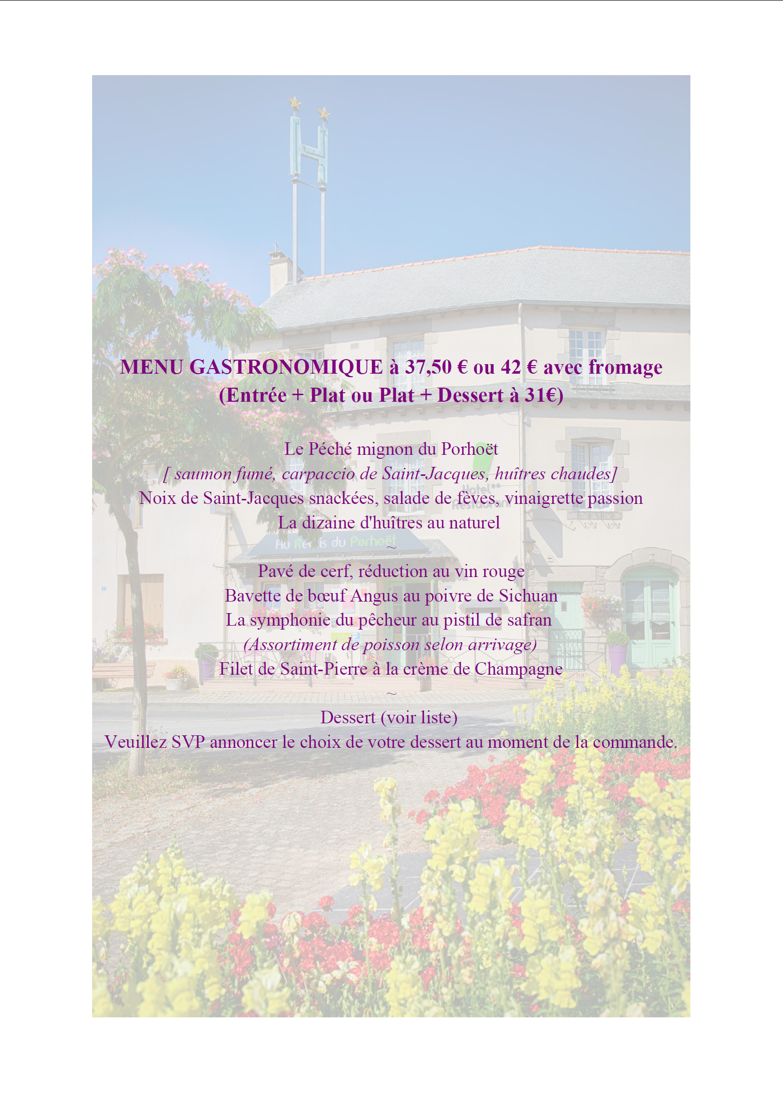 Carte restaurant Morbihan
